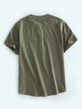 kkboxly  Men's Linen Henley Shirt Short Sleeve Casual Summer Beach Plain Button Up