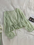 kkboxlyLong Sleeve Ruffle Hem Blouse, Loose Casual Top, Women's Clothing