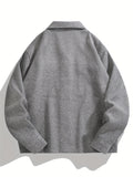 kkboxly  Solid Jackets For Men Dual Pockets Button Up Lapel Stylish Coat Jackets For Men