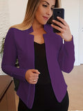 kkboxly  Solid Open Front Blazer, Casual Long Sleeve Blazer For Office & Work, Women's Clothing