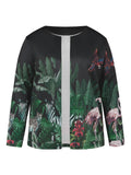 kkboxly  Plus Size Casual Coat, Women's Plus Tropical & Animal Print Long Sleeve Open Front Cardigan
