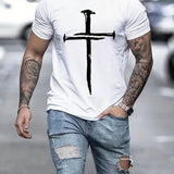 2025 Comfortable Cross Print T-Shirt for Men - Perfect for Summer Casual Wear