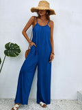 kkboxly  Boho Splash Ink Print Jumpsuit, Casual Spaghetti Sleeveless Long Length Wide Leg Jumpsuit, Women's Clothing