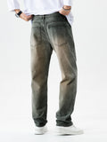 Classic Design Loose Fit Jeans, Men's Casual Street Style Denim Pants For All Seasons