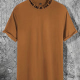 kkboxly  Men's Letter Ring Print Trendy T-shirt, Crew Neck Short Sleeve Tops, Graphic Tee Men's Clothes Summer, Men's Outfits