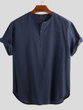 kkboxly  INCERUN Mens Brand Shirt Henley Plain Cotton Breathable Chic Tops Short Sleeve Stylish Casual Shirts Men Streetwear Camisa
