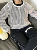 kkboxly  Men's Solid Open Knit Top