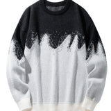 kkboxly  New Trendy And Loose Couple's Wear For Spring And Autumn, Round Neck Contrast Color Knitted Pullover Men's Top, Can Be Worn Indoors And Outdoors, And Is Also A Good Choice As A Gift