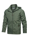 kkboxly  Men's Fall/Winter Casual Lightweight Waterproof Windbreaker Hooded Jacket With Zipped Pockets
