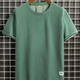 kkboxly  Men's "Smile" T-shirt For Summer Outdoor, Casual Slightly Stretch Crew Neck Tee Short Sleeve Graphic Stylish Clothing