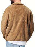 kkboxly  Men's Warm Fleece Jacket, Casual Stand Collar Coat For Fall Winter