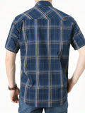 kkboxly  Trendy Plaid Print Men's Casual Short Sleeve Cotton Shirt With Chest Pocket, Men's Shirt For Summer, Tops For Men