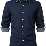 kkboxly  Men's Button Down Plaid Collar  Long Sleeve Shirt, Business Casual Dress Shirts