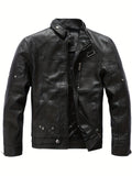 kkboxly  Stay Warm and Stylish with This Men's Retro PU Leather Jacket