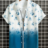 kkboxly  Flower Print Men's Casual Short Sleeve Shirt, Men's Shirt For Summer Vacation Resort