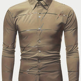 kkboxly Men's Casual Navy Blue Slim Shirt