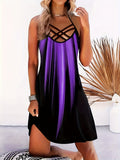 kkboxly  Color Block Criss Cross Dress, Casual Sleeveless Spaghetti Strap Dress, Women's Clothing