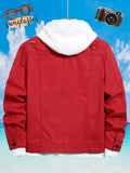 kkboxly  Men's Casual Red Ripped Denim Jacket