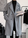 kkboxly  Men's Elegant Single Breasted Trench Coat, Casual Lapel Overcoat For Fall Winter