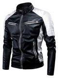 kkboxly  Men's Casual Faux Leather Jacket Stylish Vintage PU Leather Zip Up Motorcycle Jacket Best Sellers