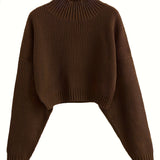 kkboxly  Long Sleeve Drop Shoulder Sweater, Loose Solid Casual Sweater, Women's Clothing