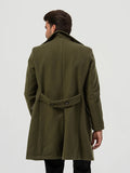 kkboxly  Men's Elegant Double Breasted Trench Coat, Semi-formal Lapel Overcoat For Fall Winter Business