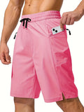 kkboxly  Men's Zip Pocket Swimming Trunks, Swimwear, Quick Dry Lightweight Breathable UV Protection Beach Shorts, Mens Clothing