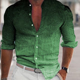 kkboxly  Men's Shirt Top Ombre Turn-Down Collar Long Sleeves Closure Regular Fit Male Casual Shirt For Daily