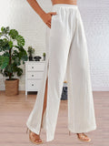 kkboxly  Solid Elastic Wide Leg Pants, Casual Loose Pants For Spring & Summer, Women's Clothing