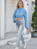 kkboxly Stylish Mock Neck Crop Knit Sweater, Casual Long Sleeve Sweater For Spring & Fall, Women's Clothing