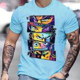 kkboxly Men's Casual Anime Picture Graphic T Shirt Short Sleeve Fashion Novelty Tees Crew Neck Summer Trend T-Shirt Tops