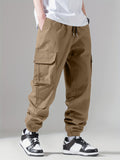 kkboxly  Casual Loose Fit Multi-pocket Drawstring Cargo Pants, Men's Joggers For Spring And Fall Outdoor