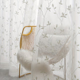 kkboxly 1pc Elegant Sheer Curtain with Vine Embroidery - Light-Filtering Leaf Design for Living Room & Bedroom - Easy Hang Rod Pocket