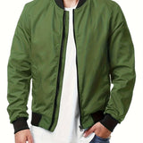 kkboxly Men's Stylish Bomber Jacket - Large Size, Pockets & Zipper for Maximum Comfort