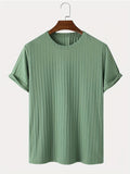 kkboxly  Men's Stripe Loose Casual T-Shirt, Summer Male Clothing