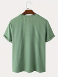 kkboxly  Men's Stripe Loose Casual T-Shirt, Summer Male Clothing