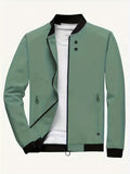 kkboxly  Classic Design Windbreaker Jacket, Men's Casual Stand Collar Zip Up Jacket Coat For Spring Fall Outdoor Hiking Camping Cycling