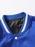 kkboxly  Men's Fashion Baseball Jackets, Casual Letter Print Streetwear Tops, Patchwork Style