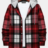 kkboxly  One Size Smaller,  Flannel Loose Shirt For Men Plaid Long Sleeve Casual Button-Down Shirts With Hood Best Sellers