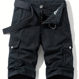 kkboxly Men's Plain Flap Pocket Cotton Cargo Shorts For Spring And Summer