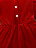 Santa Baby Girls' Cute Christmas Dress - Long Sleeve Round Neck Red Velvet Dress with Furry Collar and Ruffled Sleeves, Polyester Blend, Knit Fabric, Non-Stretch, Includes Matching Santa Hat for Fall/Winter Season