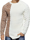 kkboxly  Fashionable Men's Stitching Color Knit Sweater Plus Size Male's Pullover Sweater For Autumn And Winter, Leisurewear For Big And Tall Guys, Best Sellers