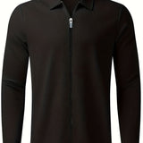 kkboxly  Waffle Pattern Men's Windbreaker Jacket Casual Long Sleeve With Zipper Gym Sports Hooded Coat For Spring Fall