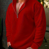 kkboxly  Men's Sweatshirt Pullover For Men Solid Zipper Collar Sweatshirts For Winter Fall Long Sleeve Tops