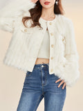 kkboxly  Button Front Plush Coat, Chic Long Sleeve Coat For Fall & Winter, Women's Clothing