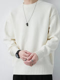 All Match Knitted Sweater, Men's Casual Warm Slightly Stretch Crew Neck Pullover Sweater For Fall Winter