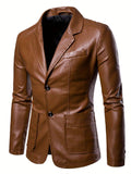 kkboxly  Waterproof and Windproof Men's Faux Leather Cycling Jacket - Stylish and Comfortable Slim Fit Outdoor Clothing