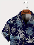 2025 kkboxly  Men's Hawaiian Shirt - Fully Printed Coconut Tree Pattern, Plus Size, Short Sleeve, Button Down Dress Shirt