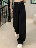 kkboxly  Solid Straight Leg Pants, Versatile High Waist Pants For Spring & Fall, Women's Clothing