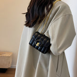 kkboxly  Mini Quilted Crossbody Bag, Trendy Chain Shoulder Bag, Women's PU Leather Square Purse